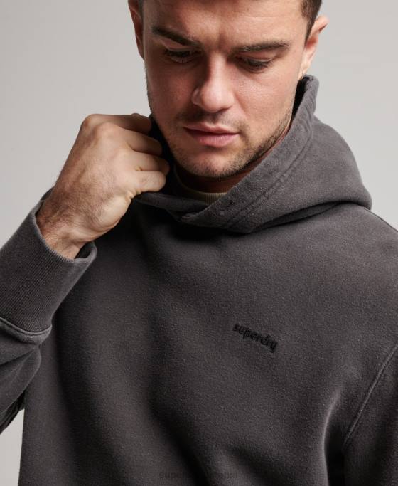 Superdry hanorac spalat vintage îmbrăcăminte gri inchis bărbați JX0Z613