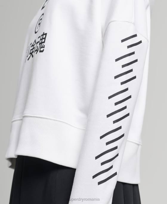 Superdry hanorac sport crop box îmbrăcăminte alb femei JX0Z5989