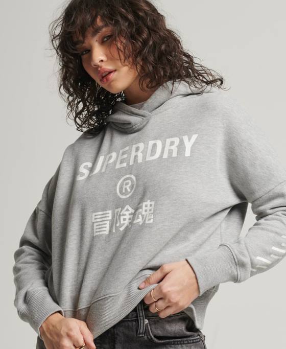 Superdry hanorac sport crop box îmbrăcăminte gri femei JX0Z5898