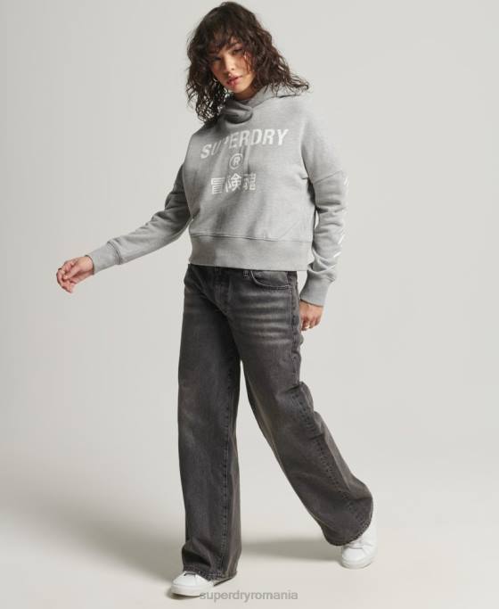 Superdry hanorac sport crop box îmbrăcăminte gri femei JX0Z5898