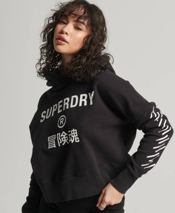 Superdry hanorac sport crop box îmbrăcăminte negru femei JX0Z3493