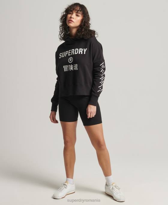 Superdry hanorac sport crop box îmbrăcăminte negru femei JX0Z3493
