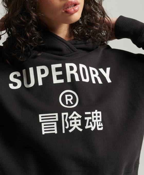 Superdry hanorac sport crop box îmbrăcăminte negru femei JX0Z3493