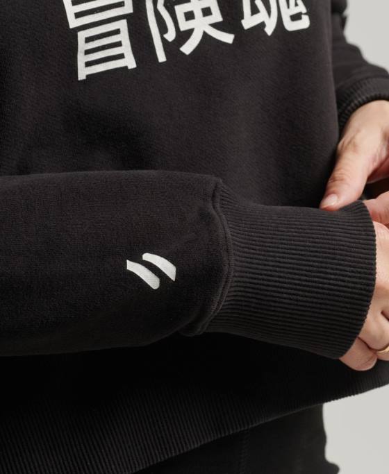 Superdry hanorac sport crop box îmbrăcăminte negru femei JX0Z3493