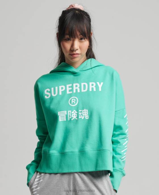 Superdry hanorac sport crop box îmbrăcăminte verde femei JX0Z5978