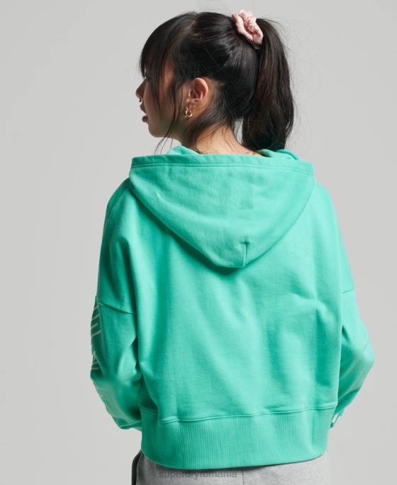 Superdry hanorac sport crop box îmbrăcăminte verde femei JX0Z5978