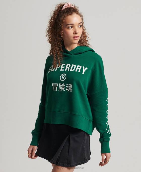 Superdry hanorac sport crop box îmbrăcăminte verde femei JX0Z6087