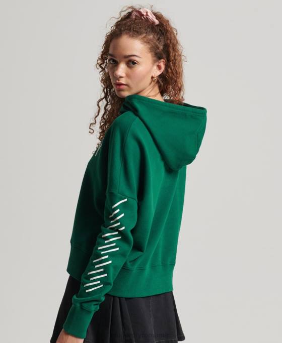 Superdry hanorac sport crop box îmbrăcăminte verde femei JX0Z6087