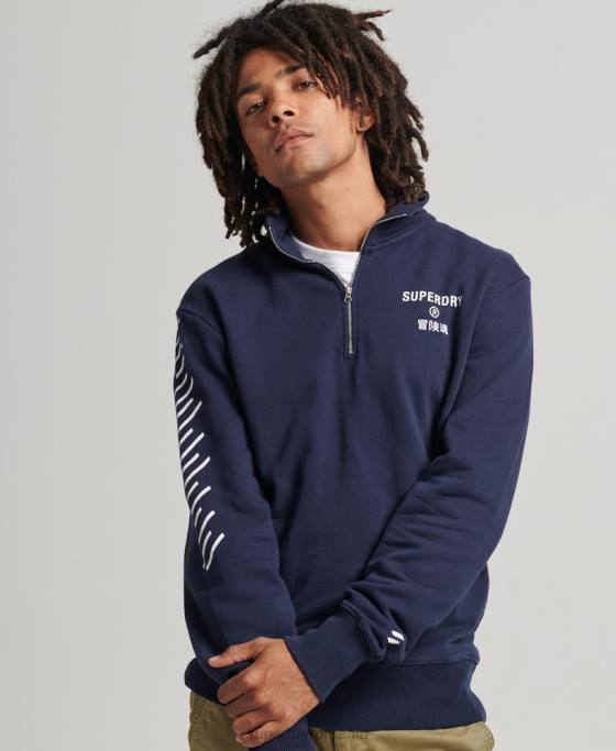Superdry hanorac sport cu jumătate de fermoar code core îmbrăcăminte marina bărbați JX0Z5091