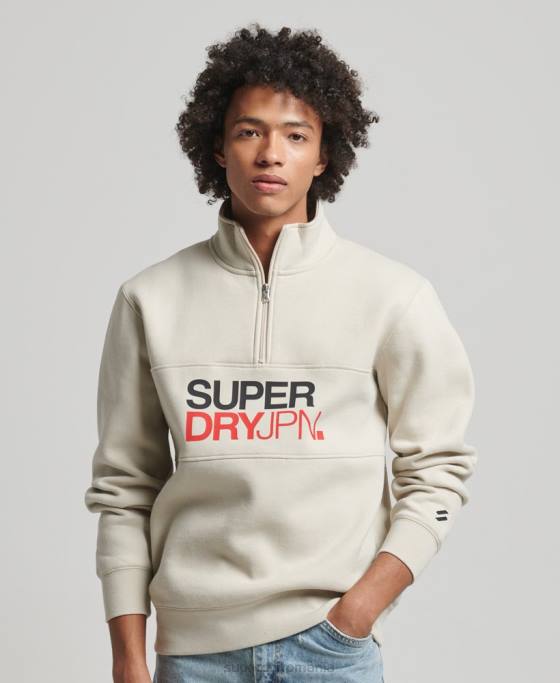 Superdry hanorac sport cu jumătate de fermoar îmbrăcăminte bej bărbați JX0Z726