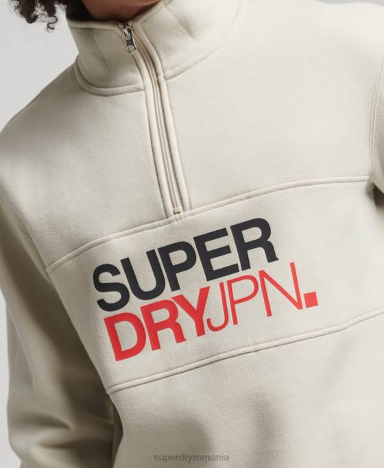 Superdry hanorac sport cu jumătate de fermoar îmbrăcăminte bej bărbați JX0Z726