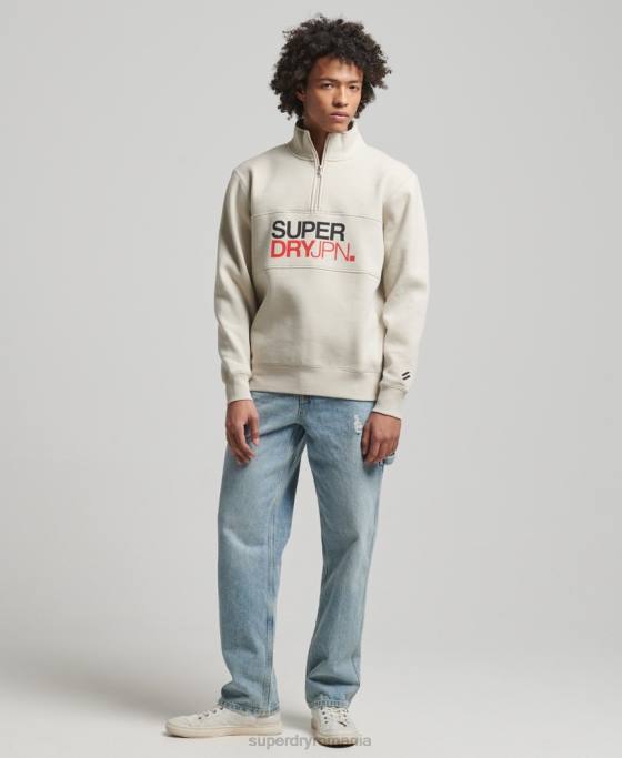 Superdry hanorac sport cu jumătate de fermoar îmbrăcăminte bej bărbați JX0Z726