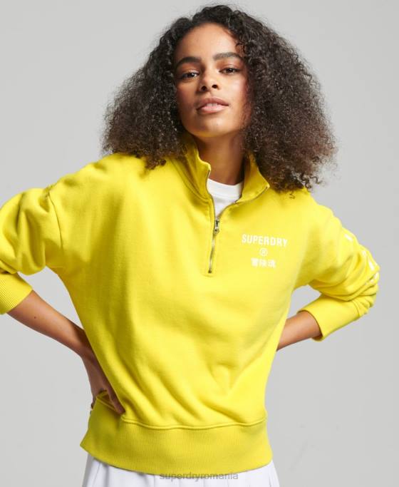 Superdry hanorac sport cu jumătate de fermoar îmbrăcăminte galben femei JX0Z6009