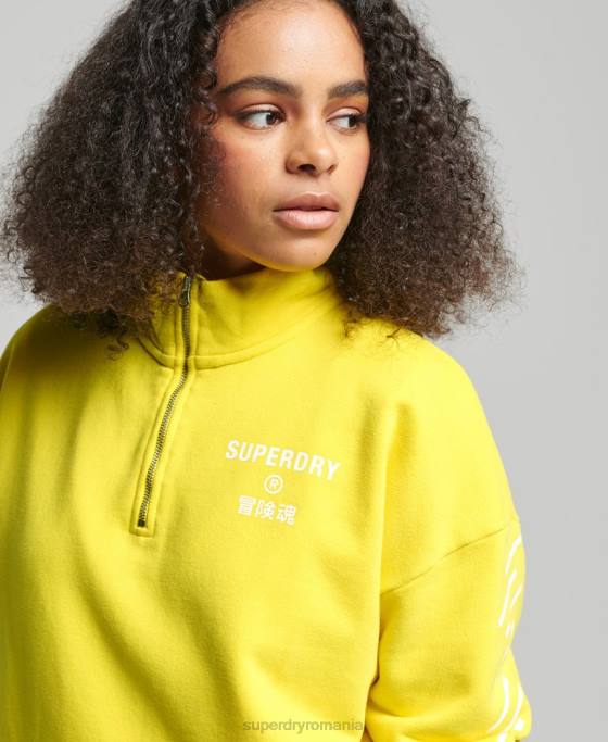 Superdry hanorac sport cu jumătate de fermoar îmbrăcăminte galben femei JX0Z6009