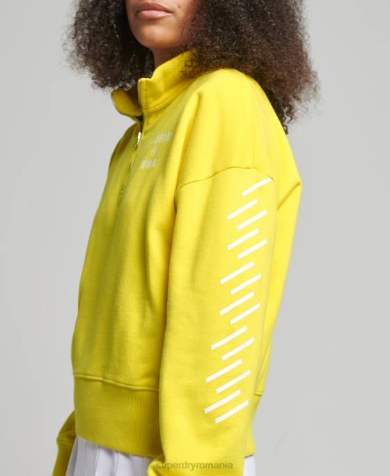 Superdry hanorac sport cu jumătate de fermoar îmbrăcăminte galben femei JX0Z6009