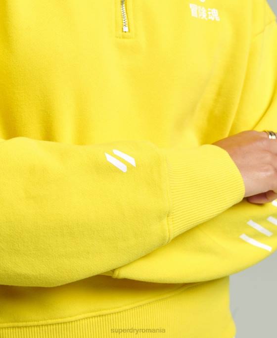 Superdry hanorac sport cu jumătate de fermoar îmbrăcăminte galben femei JX0Z6009