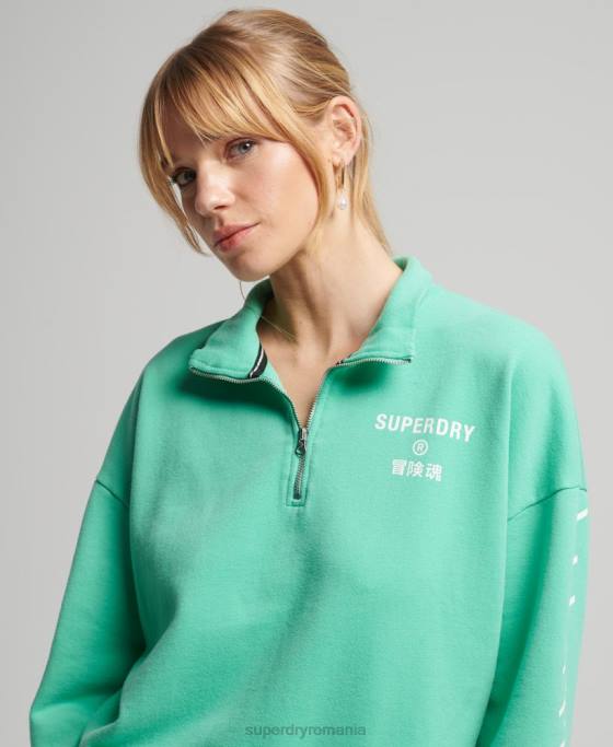 Superdry hanorac sport cu jumătate de fermoar îmbrăcăminte verde femei JX0Z6082