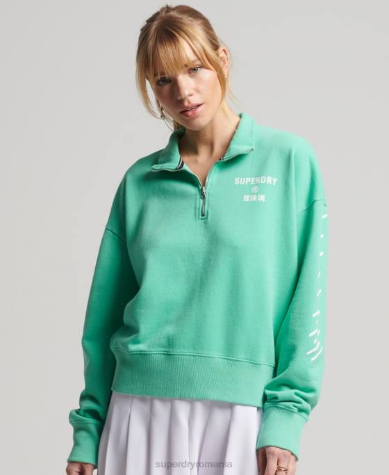 Superdry hanorac sport cu jumătate de fermoar îmbrăcăminte verde femei JX0Z6082