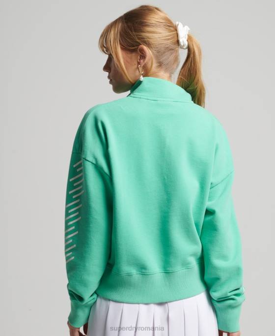 Superdry hanorac sport cu jumătate de fermoar îmbrăcăminte verde femei JX0Z6082