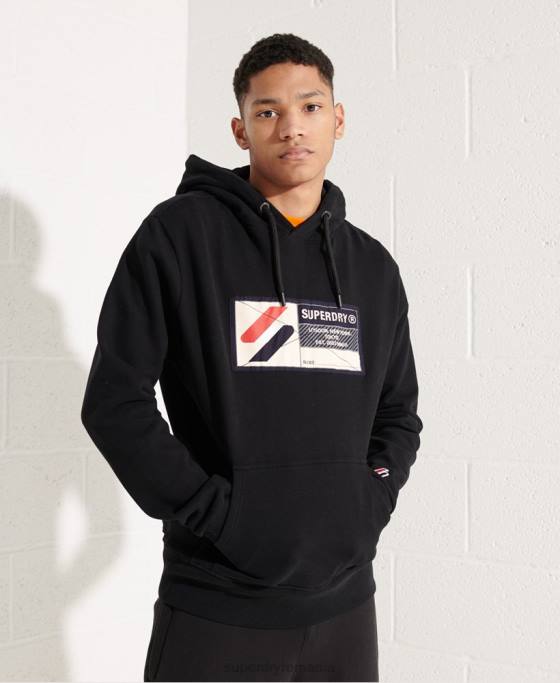Superdry hanorac sport jock tag îmbrăcăminte negru bărbați JX0Z5060