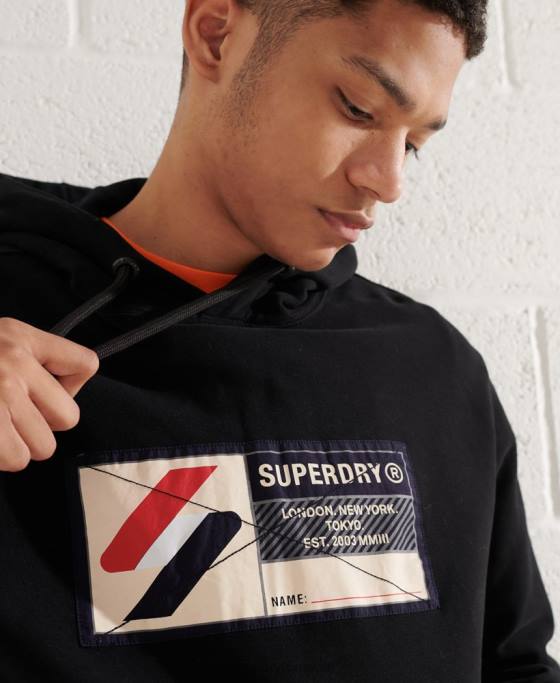 Superdry hanorac sport jock tag îmbrăcăminte negru bărbați JX0Z5060