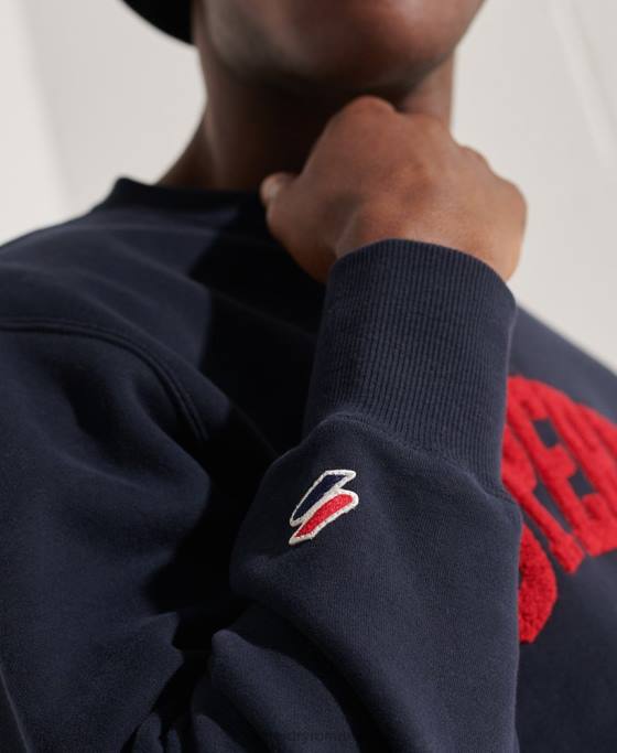 Superdry hanorac sport true varsity crew îmbrăcăminte marina bărbați JX0Z871