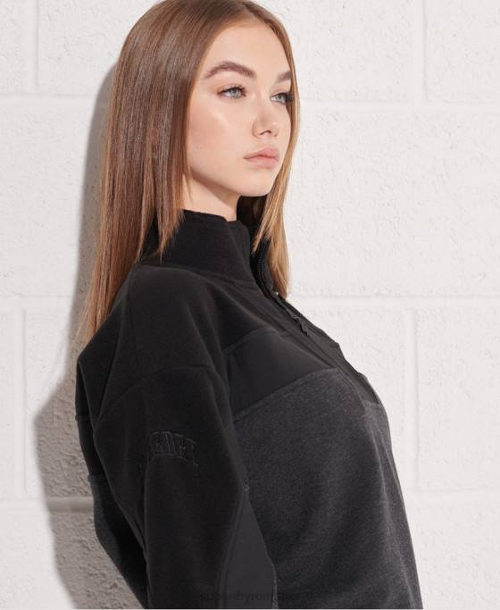 Superdry hanorac sportstyle dolman cu fermoar 1/4 îmbrăcăminte negru femei JX0Z3492