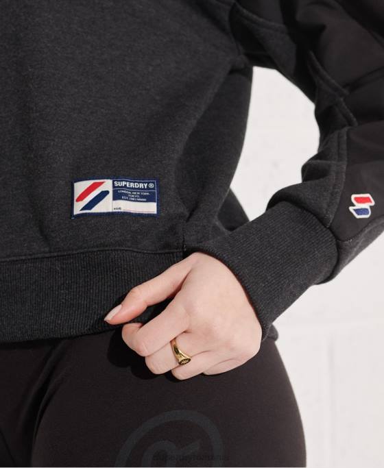 Superdry hanorac sportstyle dolman cu fermoar 1/4 îmbrăcăminte negru femei JX0Z3492