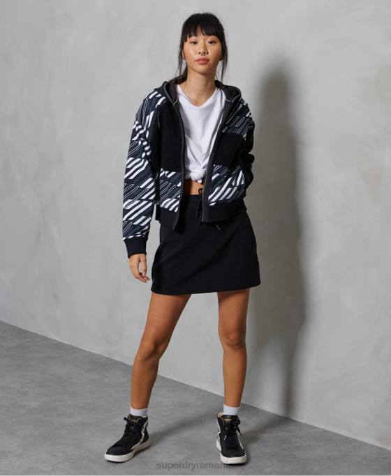 Superdry hanorac sportstyle energy rib sherpa cu fermoar îmbrăcăminte negru femei JX0Z6181