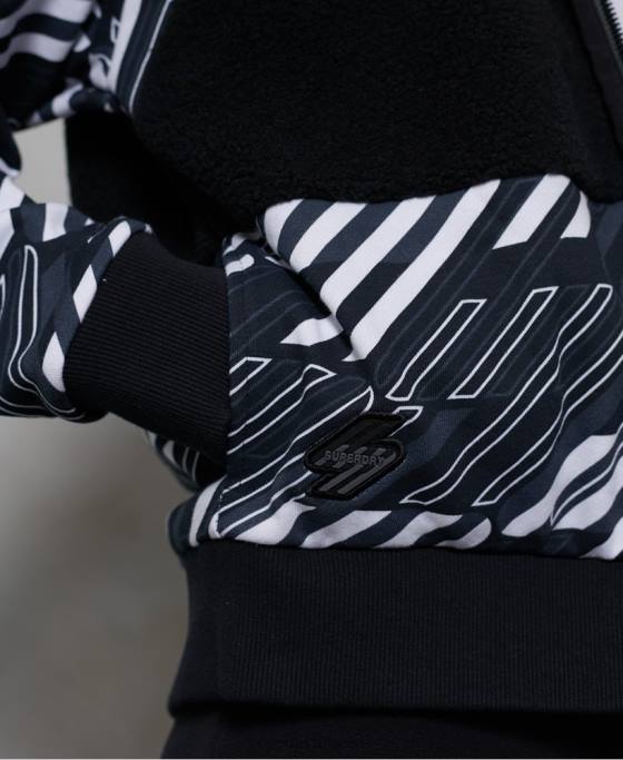 Superdry hanorac sportstyle energy rib sherpa cu fermoar îmbrăcăminte negru femei JX0Z6181