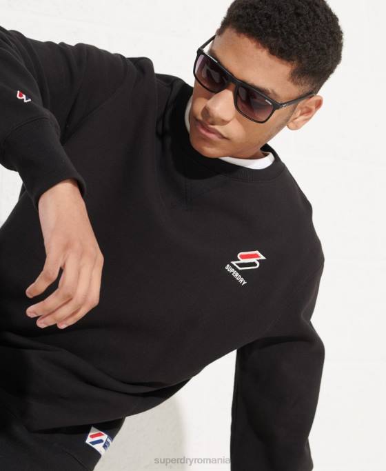 Superdry hanorac sportstyle esențial cu gâtul rotund îmbrăcăminte negru bărbați JX0Z814