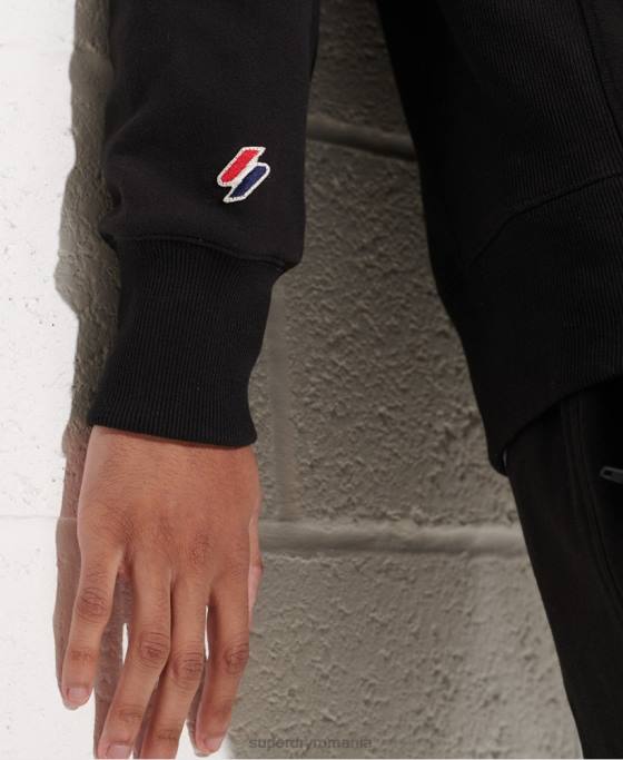 Superdry hanorac sportstyle esențial cu gâtul rotund îmbrăcăminte negru bărbați JX0Z814