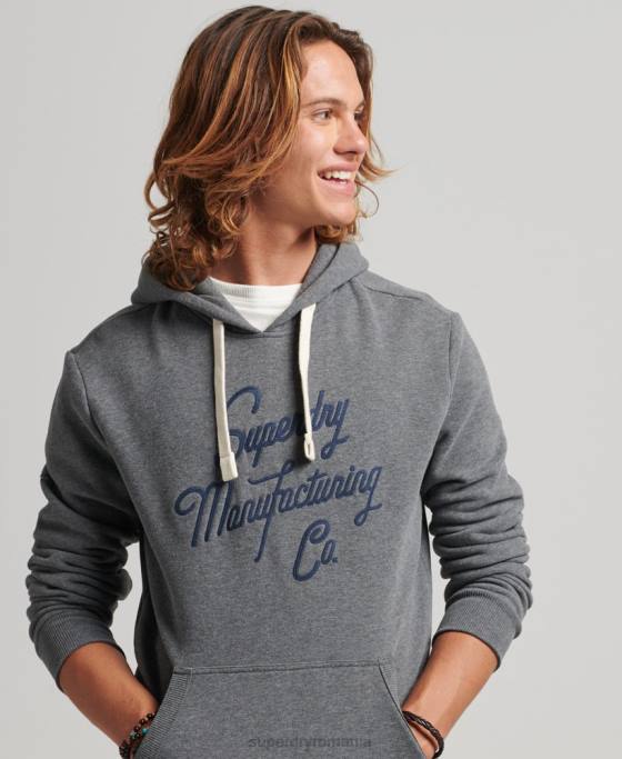 Superdry hanorac stilat și realizat îmbrăcăminte gri bărbați JX0Z5158