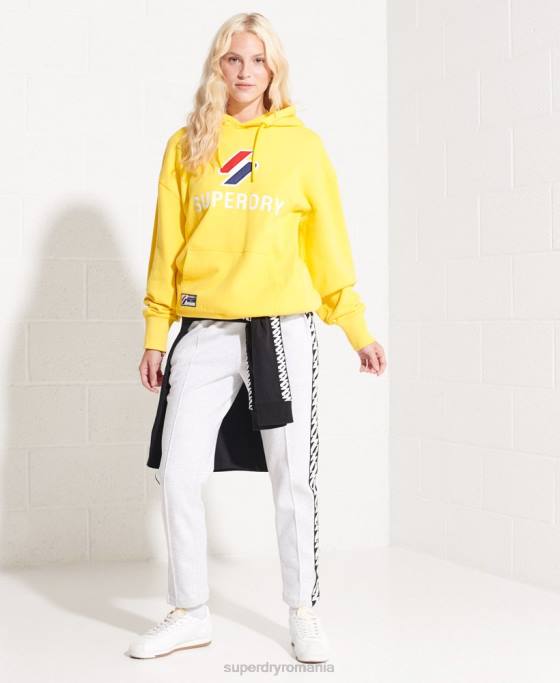 Superdry hanorac supradimensionat aplicat îmbrăcăminte galben femei JX0Z5992