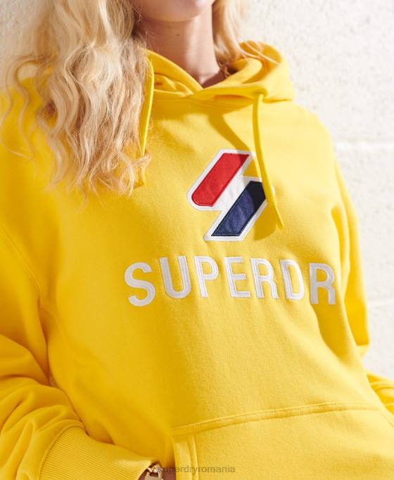 Superdry hanorac supradimensionat aplicat îmbrăcăminte galben femei JX0Z5992