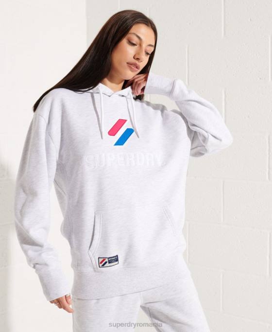 Superdry hanorac supradimensionat aplicat îmbrăcăminte gri deschis femei JX0Z3449
