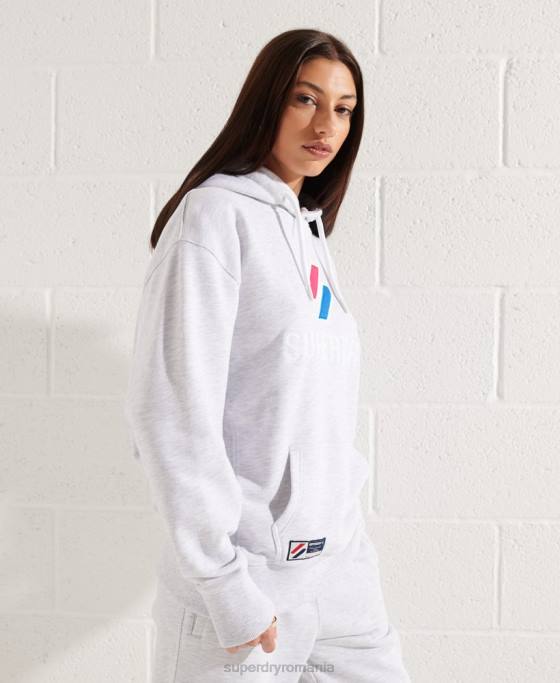 Superdry hanorac supradimensionat aplicat îmbrăcăminte gri deschis femei JX0Z3449