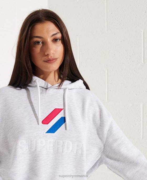 Superdry hanorac supradimensionat aplicat îmbrăcăminte gri deschis femei JX0Z3449