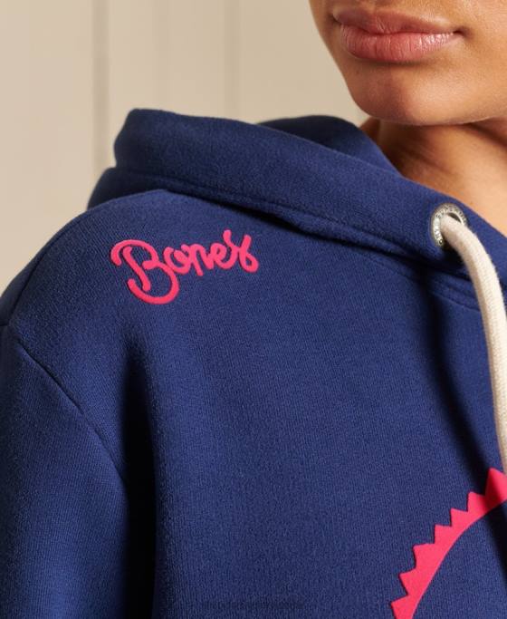 Superdry hanorac supradimensionat boho și rock îmbrăcăminte albastru femei JX0Z6141