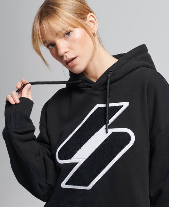 Superdry hanorac supradimensionat cod chenille îmbrăcăminte negru femei JX0Z5954