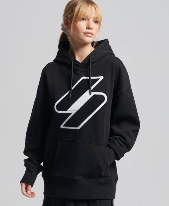 Superdry hanorac supradimensionat cod chenille îmbrăcăminte negru femei JX0Z5954