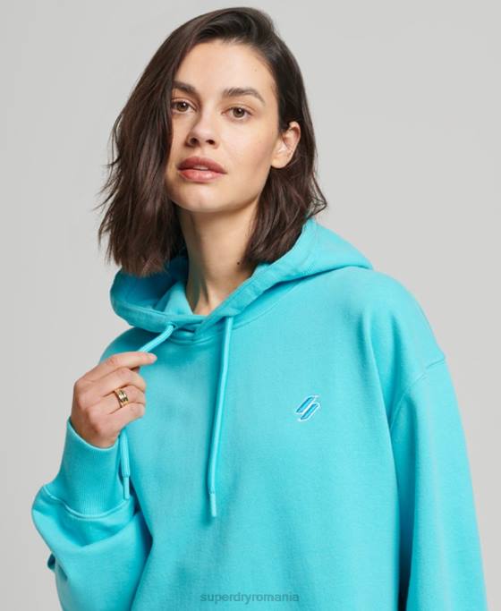 Superdry hanorac supradimensionat code essential îmbrăcăminte turcoaz femei JX0Z5796