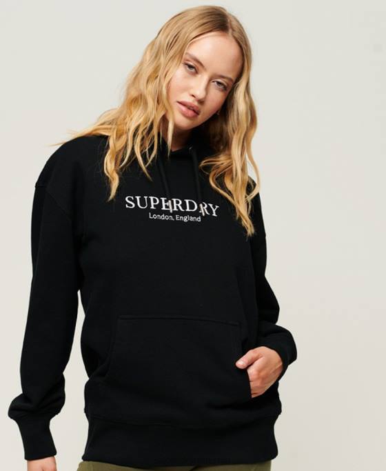 Superdry hanorac supradimensionat code heraldry îmbrăcăminte negru femei JX0Z1982