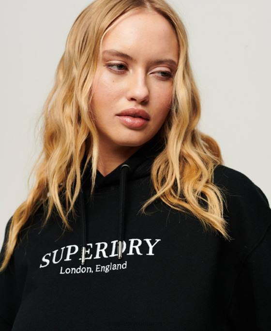 Superdry hanorac supradimensionat code heraldry îmbrăcăminte negru femei JX0Z1982