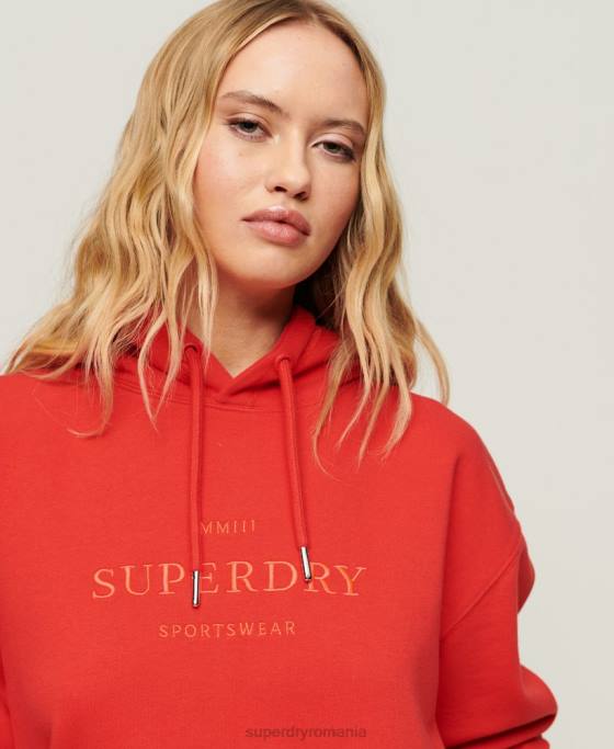 Superdry hanorac supradimensionat code heraldry îmbrăcăminte roșu femei JX0Z2018