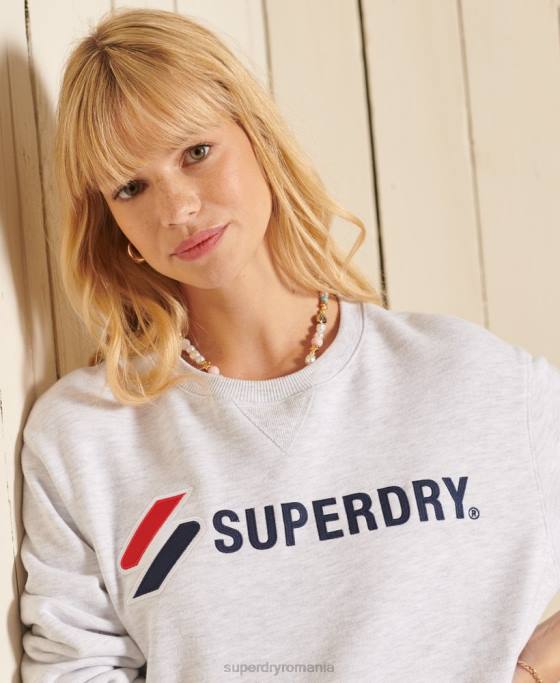 Superdry hanorac supradimensionat cu aplicații cod îmbrăcăminte gri deschis femei JX0Z6045
