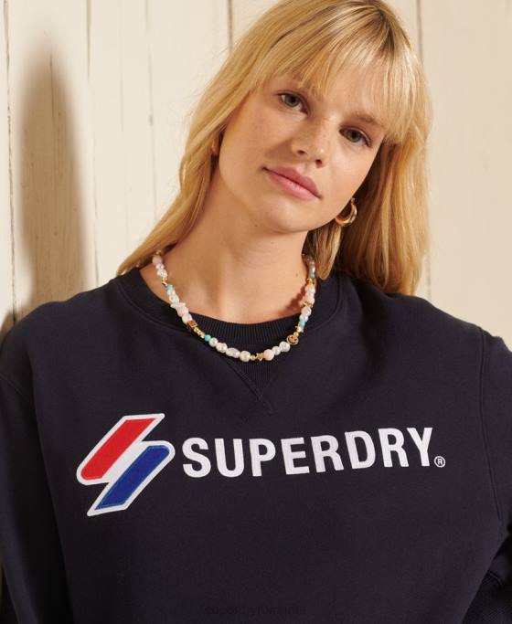 Superdry hanorac supradimensionat cu aplicații cod îmbrăcăminte marina femei JX0Z5962