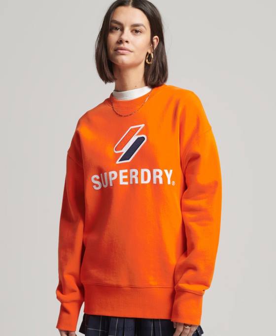 Superdry hanorac supradimensionat cu aplicații stivuite cu coduri îmbrăcăminte portocale femei JX0Z5803