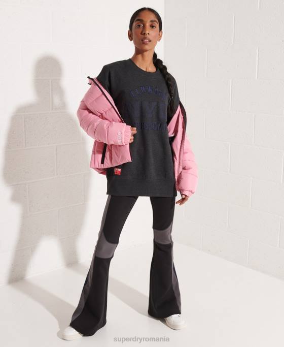 Superdry hanorac supradimensionat cu grafic pentru colegiu îmbrăcăminte gri inchis femei JX0Z6138
