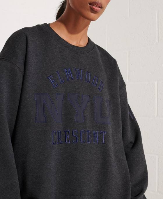 Superdry hanorac supradimensionat cu grafic pentru colegiu îmbrăcăminte gri inchis femei JX0Z6138